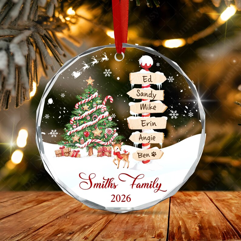 Family & Pets Name Signpost Ornament