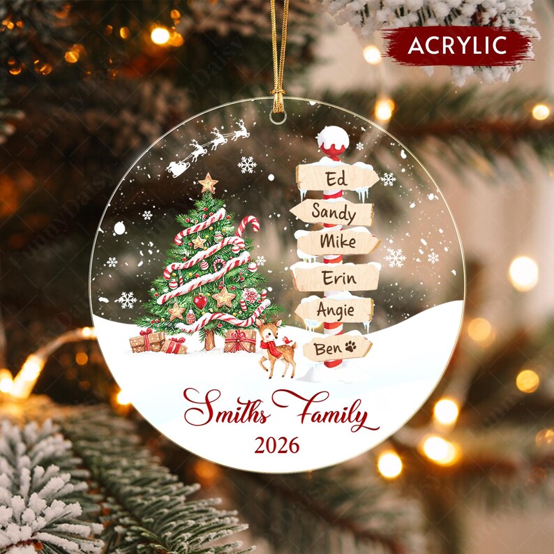 Family & Pets Name Signpost Ornament