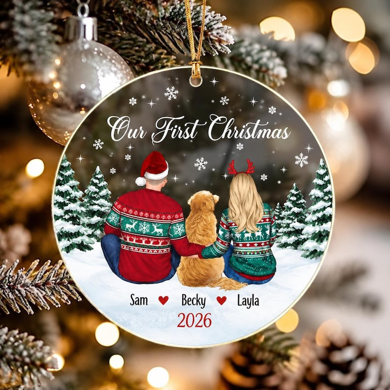 Couple with Dogs First Christmas Ornament