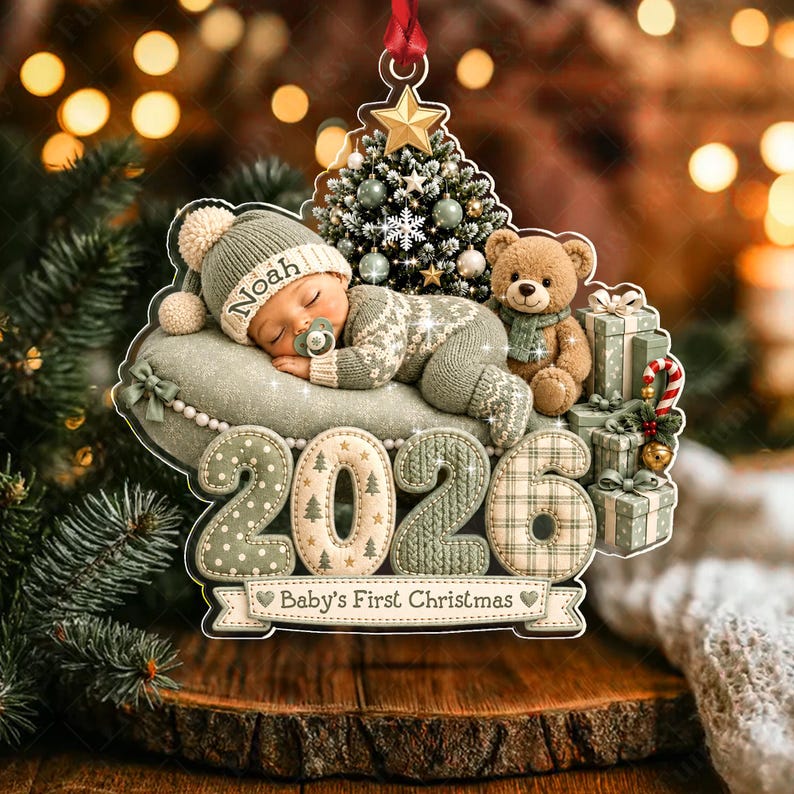 Sleeping Baby First Christmas Acrylic Ornament
