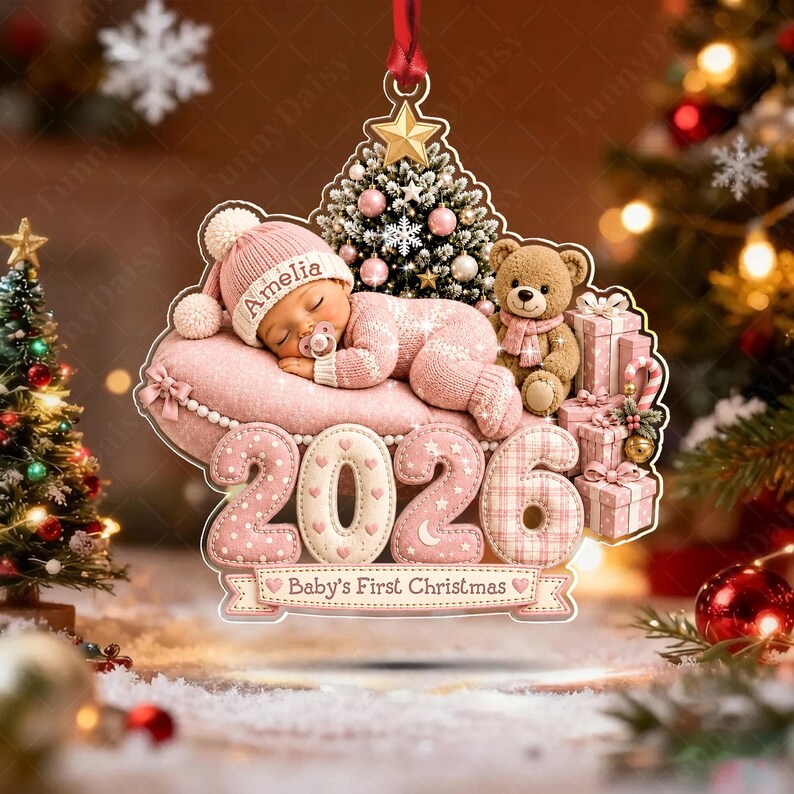 Sleeping Baby First Christmas Acrylic Ornament