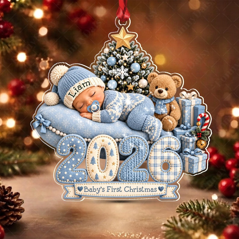 Sleeping Baby First Christmas Acrylic Ornament